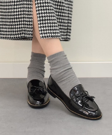 【INTER-CHAUSSURES】タッセルリボンエナメルモカシューズ
