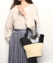 【NOVIA】異素材コンビバケットバッグ