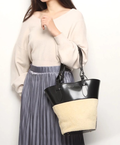 【NOVIA】異素材コンビバケットバッグ