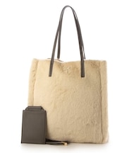 【COOCO】ポーチ付リバーシブルムートン風2WAYバッグ