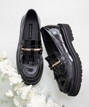 【PARADIS COULEUR】メタルバーフリンジローファー