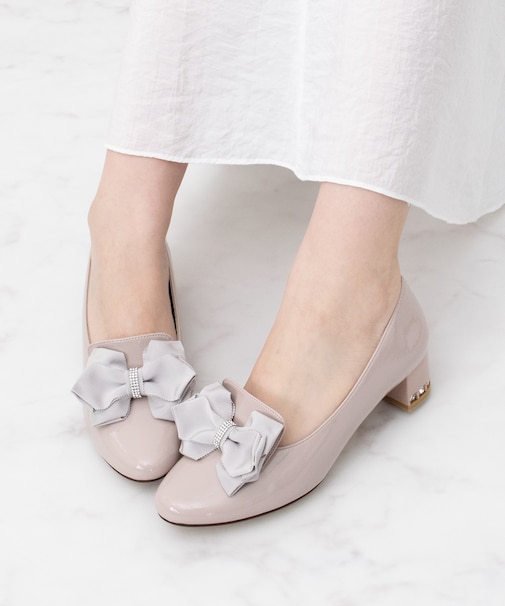 【Bridget Birkin】ヒールアップキラキラリボンローファー