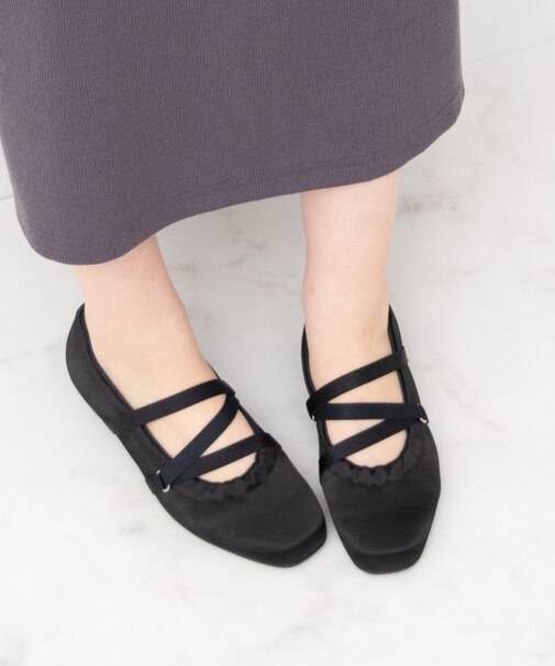 【BRIDGET BIRKIN WALK】サテンギャザーウォーキングパンプス