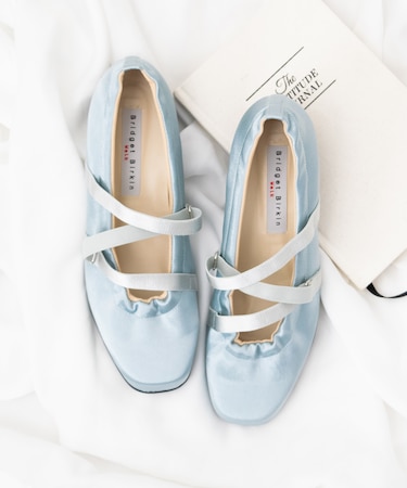 【Bridget Birkin Walk】サテンギャザーウォーキングパンプス