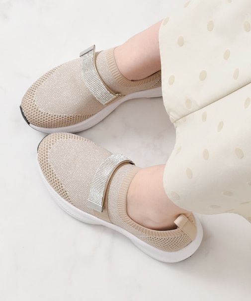 【Bridget Birkin】ベルトストーンニットスニーカー