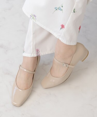 【Bridget Birkin】ビジューメリージェーンレインパンプス