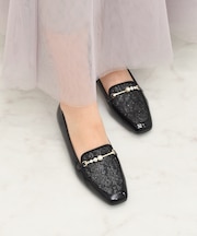 【Bridget Birkin】レース生地コンビパールビットローファー