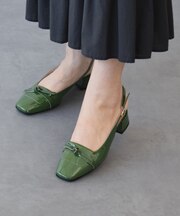 【INTER-CHAUSSURES】スクエアトウチャンキーヒールバックバンド