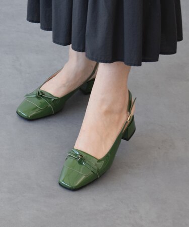 【INTER-CHAUSSURES】スクエアトウチャンキーヒールバックバンド