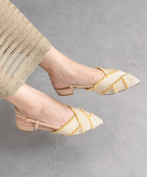 【INTER-CHAUSSURES】ポインテッドトウローヒールバックバンド