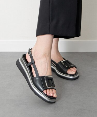 【INTER-CHAUSSURES】バックルウエッジバックバンドサンダル