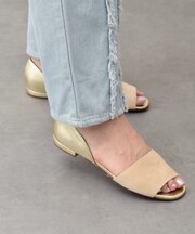 【INTER-CHAUSSURES】異素材コンビオープントウパンプス