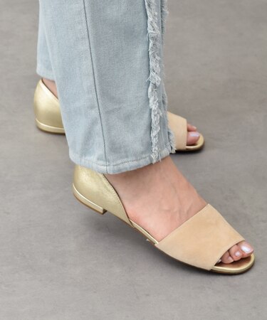 【INTER-CHAUSSURES】異素材コンビオープントウパンプス