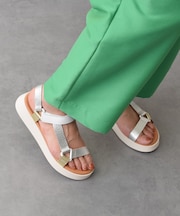 【Oh my Sandals】カラーコンビ厚底ベルクロサンダル