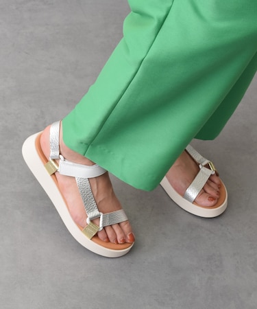 【Oh my Sandals】カラーコンビ厚底ベルクロサンダル