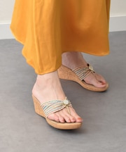 【ITALIAN SHOEMAKERS】ミックスメッシュ厚底トングサンダル