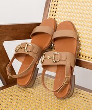 【Oh my Sandals】ローヒールバックバンドビットサンダル