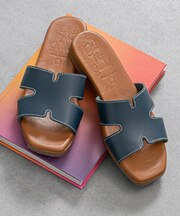 【Oh my Sandals】スクエアトウフラットミュールサンダル