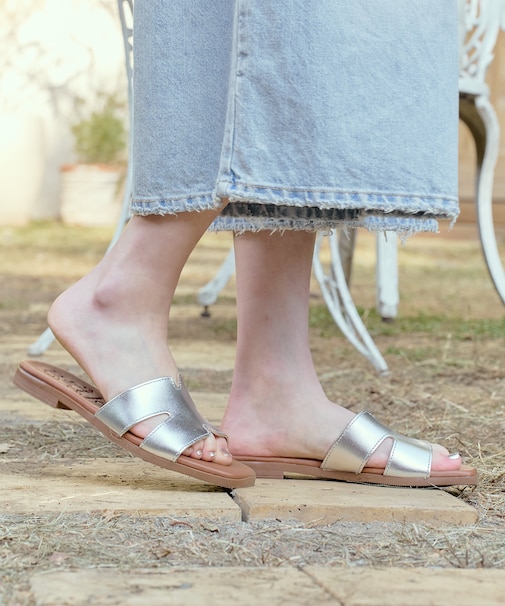 【Oh my Sandals】スクエアトウフラットミュールサンダル