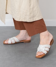 【Oh my Sandals】フラットレザーミュールサンダル
