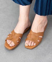 【Oh my Sandals】フラットレザーミュールサンダル