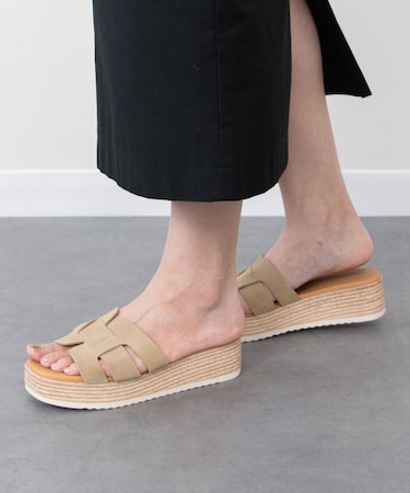 【Oh my Sandals】厚底レザースライドサンダル