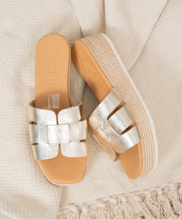 【Oh my Sandals】厚底レザースライドサンダル