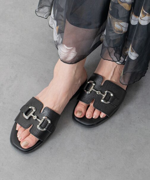 【Oh my Sandals】ローヒールビットスライドサンダル