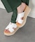 【Oh my Sandals】厚底ウエッジレザーサンダル