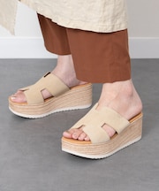 【Oh my Sandals】厚底ウエッジレザーサンダル