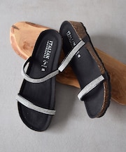 【ITALIAN SHOEMAKERS】ダブルラインストーンクッションインソールサンダル