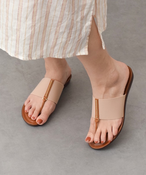 【ITALIAN SHOEMAKERS】センタービジューエラスティックサンダル