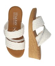【ITALIAN SHOEMAKERS】ビジューラインウーブンウェッジサンダル