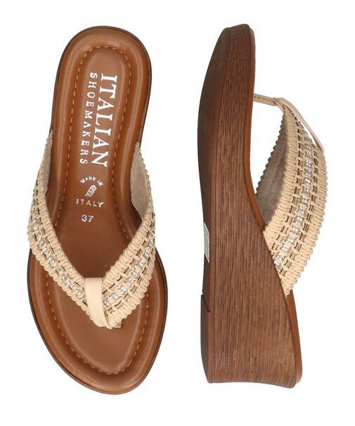 【ITALIAN SHOEMAKERS】ラインストーンアクセントトングサンダル