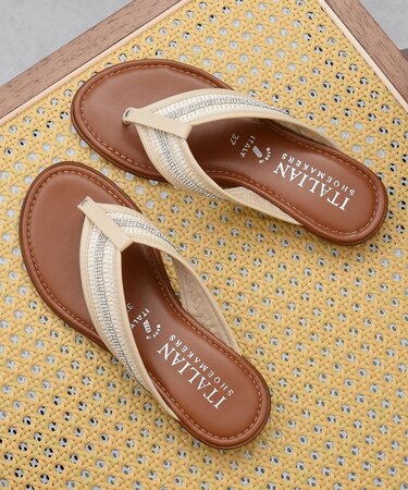 【ITALIAN SHOEMAKERS】ラインストーンベルトトングサンダル
