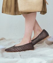 【FABIO RUSCONI】ラウンドトウメッシュバレエ