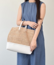 【CHRISTIAN VILLA】メッシュコンビレザーワイドバッグ