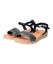 【Oh my Sandals】異素材コンビアンクルストラップサンダル