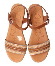 【Oh my Sandals】異素材コンビアンクルストラップサンダル