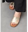 【Oh my Sandals】スクエアトウ型押しレザーフラットサンダル
