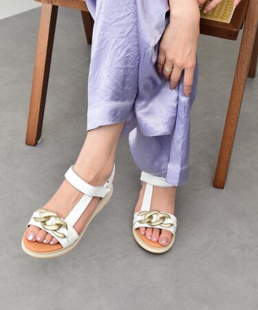 【Oh my Sandals】メタルチェーンベルクロサンダル