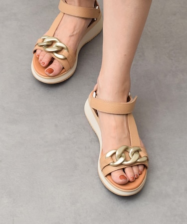 【Oh my Sandals】メタルチェーンベルクロサンダル