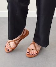 【Oh my Sandals】ラウンドトウストラップフラットサンダル