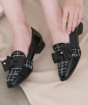 【Bridget Birkin】ツイードグログランリボンスクエアローファー