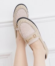 【Bridget Birkin】ボアフリルコンビビットローファー