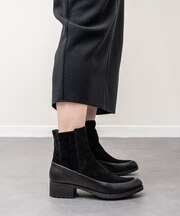 【BUSSOLA】撥水素材コンビサイドゴアショートブーツ