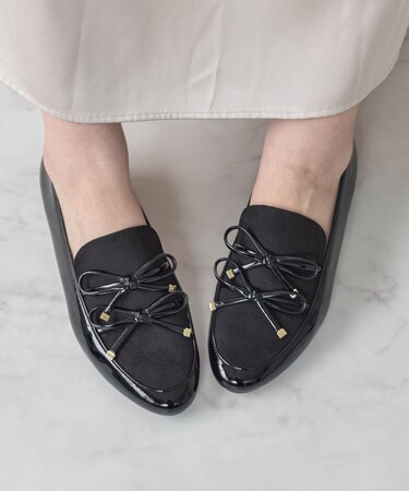 【Bridget Birkin】ダブルリボンラウンドローファー