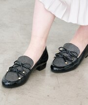 【Bridget Birkin】ダブルリボンラウンドローファー