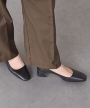 【FABIO RUSCONI】スクエアトウフレアヒールパンプス