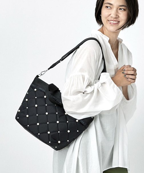 BUCKET TOTE W PEARLS ブラックパール｜レスポートサックの通販｜&mall 